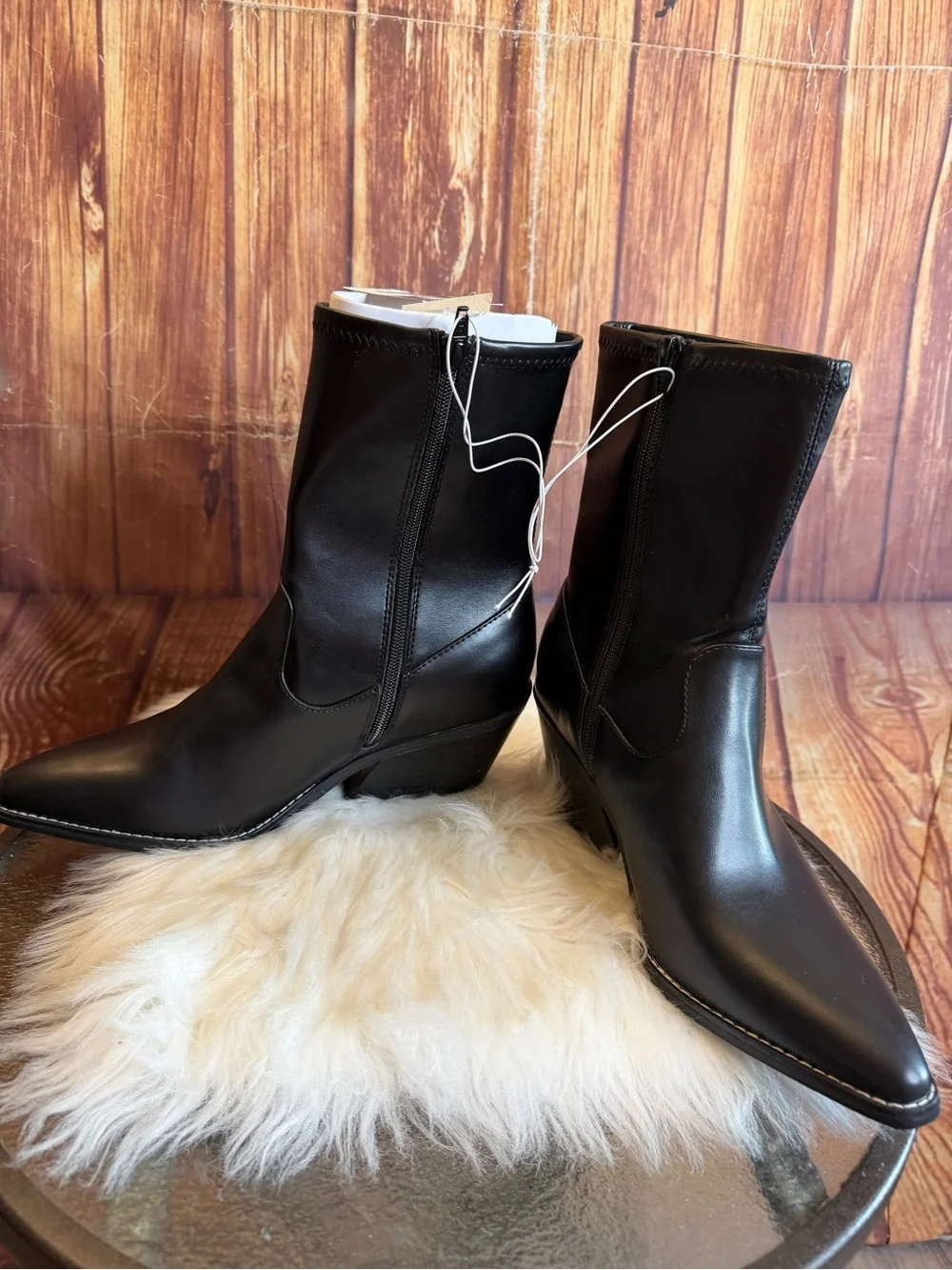 Universal Thread Women’s Black Western Ankle Boots Faux Leather Size 9.5